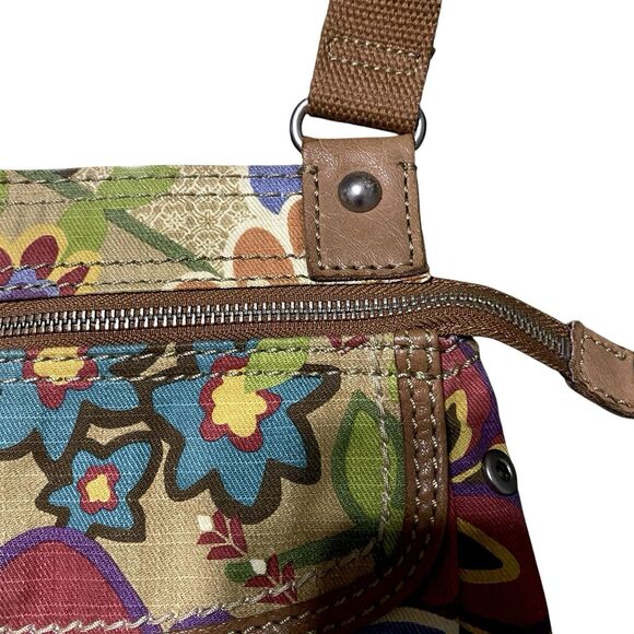 Vintage Fossil Crossbody Shoulder Messenger Canvas Bag Floral Boho Hippie Purse - Picture 12 of 16